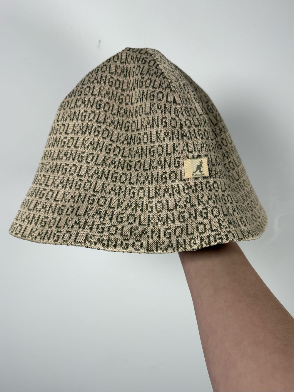 🧡KANGOL | Vintage 90s Y2K Rare Monogram Knit Bucket Hat Size L
